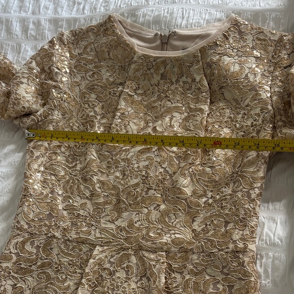 Betsy & Adam Gold Floral Lace Dress - Picture 10 of 15